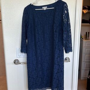 Elegant Navy Lace Dress